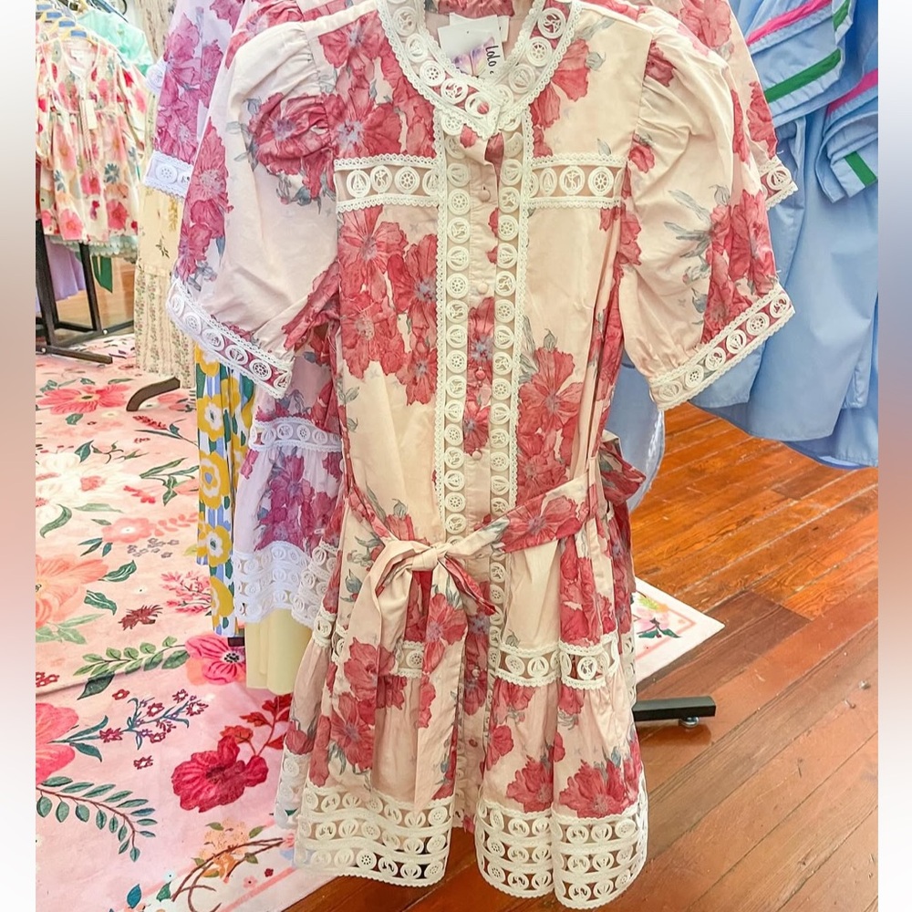 Entro Pink Floral Lace Mini Dress